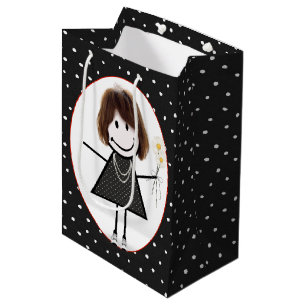 Birthday Stick Figuur Girl op poka Dots Medium Cadeauzakje