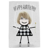 Birthday Stick Girl met Daisy Medium Cadeauzakje (Voorkant)