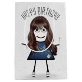 Birthday Stick Girl met Daisy Medium Cadeauzakje (Voorkant)