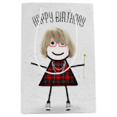 Birthday Stick Girl met Daisy Medium Cadeauzakje (Voorkant)