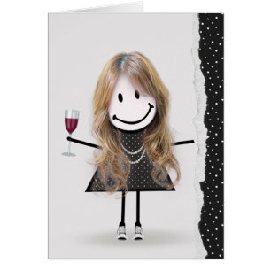 Birthday Stick Girl met wijn en Sneakers