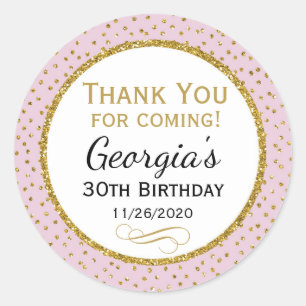 Birthday stickers roze goud Bedankt voor je zegels