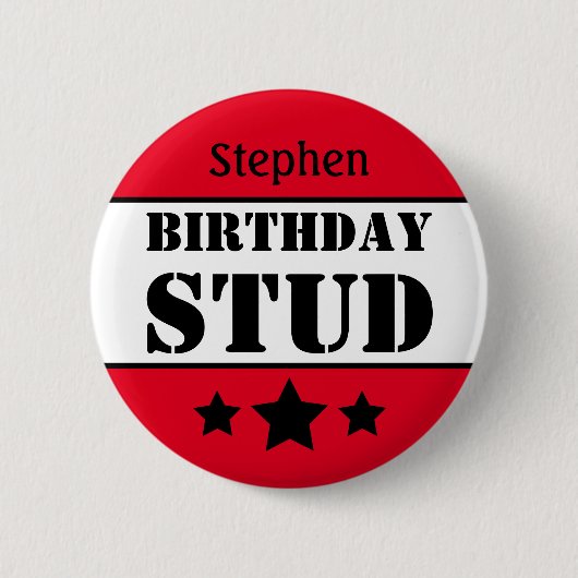 Birthday Stud Personalized Ronde Button 5,7 Cm (Voorkant)