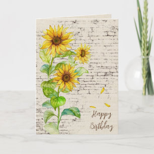 Birthday Sunflower Bouquet op Brick Kaart