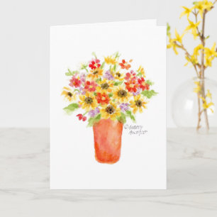 Birthday Sunflower Vase Religious Greeting Card Kaart