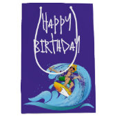 Birthday Surfer op Wave Medium Cadeauzakje (Voorkant)