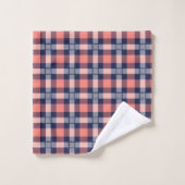 Birthday Surprise Towel Coral Navy Plaid Look (Gant de toilette)