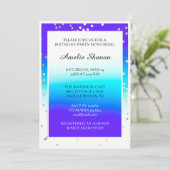 Birthday Sweet 16th Afstuderen Blue Gold Confetti Kaart (Staand voorkant)