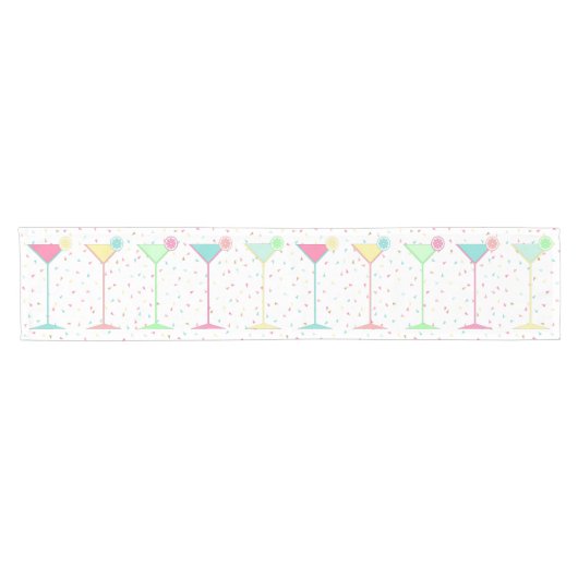 Birthday Table Runner, confetti gekleurde martini' Korte Tafelloper (Horizontaal)
