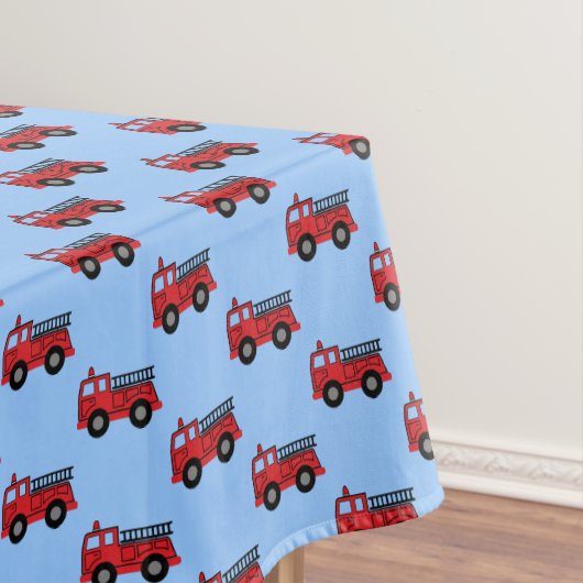 Birthday Tablecloth Kind Blue and Red Fire Truck Tafelkleed (Voorbeeld)