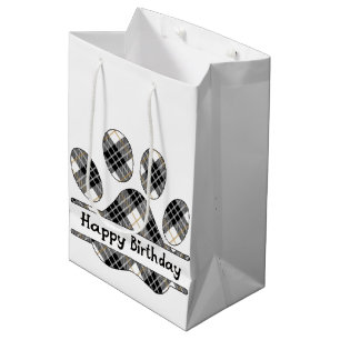 Birthday Tartan Play Pout Afdrukken in wit Medium Cadeauzakje
