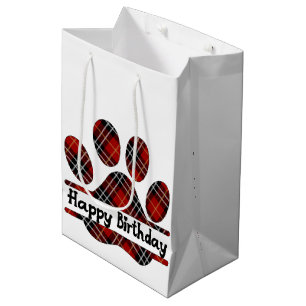 Birthday Tartan Play Pout Afdrukken in wit Medium Cadeauzakje