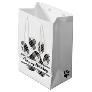 Birthday Tartan Play Pout Afdrukken in wit Medium Cadeauzakje