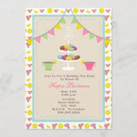 Birthday Tea Party + Macarons Uitnodiging