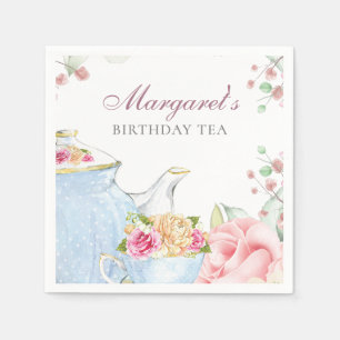 Birthday Tea Party Personalized Floral Servet