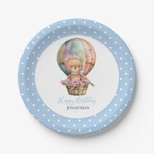Birthday Teddy Bear Balloon Poke Stippen Papieren Bordje