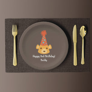Birthday Teddy Bear die een Pet van de Partij van Papieren Bordje