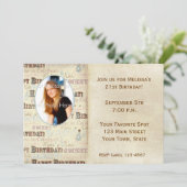 Birthday Text Photo Card Uitnodiging (Staand voorkant)