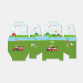 Birthday-thema landbouwhuisdieren en rode trekkers bedankdoosjes (Uitgevouwen)