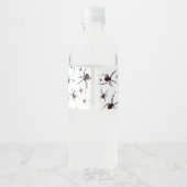 Birthday-thema Rode en zwarte spin Waterfles Etiket (Achterkant)