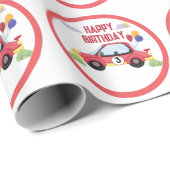 Birthday Theme Race Car Racing Kind Cadeaupapier (Rol Hoek)