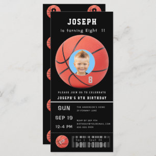 Birthday Ticket Black Foto Baseball Uitnodiging