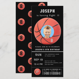 Birthday Ticket Black Foto Baseball Uitnodiging