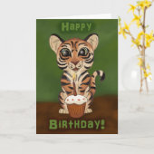 Birthday Tiger Kaart (Gele Bloem)