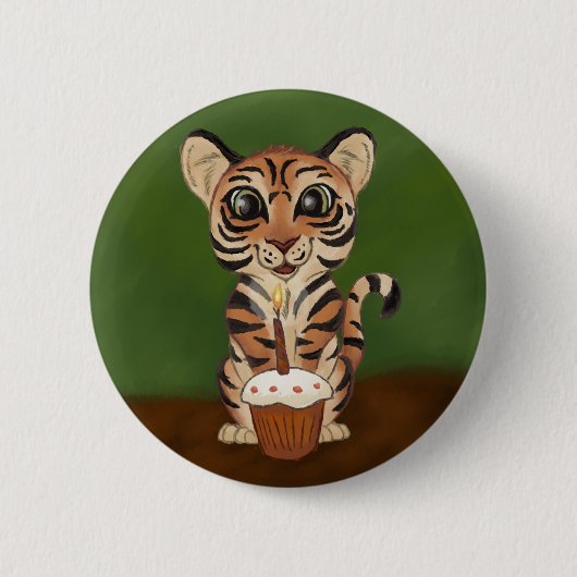 Birthday Tiger Ronde Button 5,7 Cm (Voorkant)
