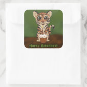 Birthday Tiger Vierkante Sticker (Tas)
