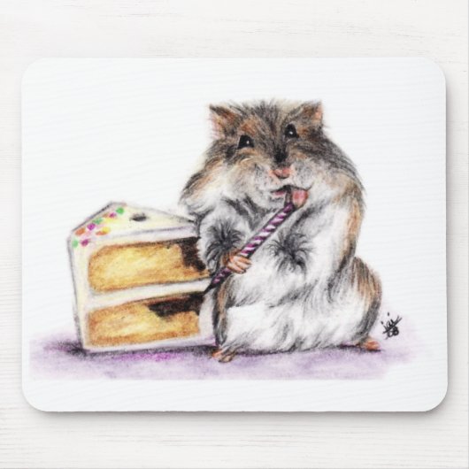 Birthday Time (Hamster) Mousepad Muismat (Voorkant)