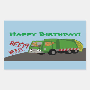 Birthday Trash Truck Rechthoekige Sticker