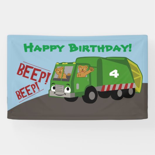 Birthday Trash Truck Spandoek (Horizontaal)
