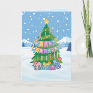 Birthday Tree Kaart - Vrolijk Kerstfeest & Verjaar