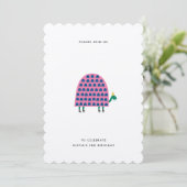 Birthday Turtle Invitation roze Modern Girl Kaart (Staand voorkant)