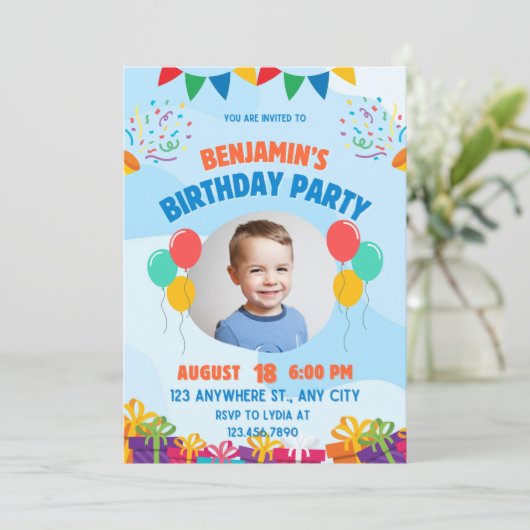 Birthday Uitnodiging (Staand voorkant)