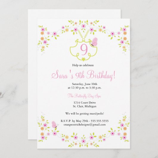 Birthday Uitnodiging (Voorkant / Achterkant)