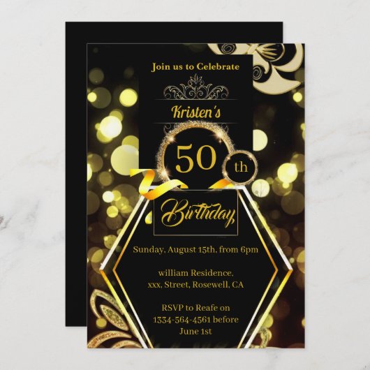 Birthday Uitnodiging (Voorkant / Achterkant)