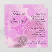 Birthday Uitnodiging in roze (Voorkant / Achterkant)