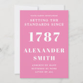 Birthday uitnodiging roze en wit (Voorkant)