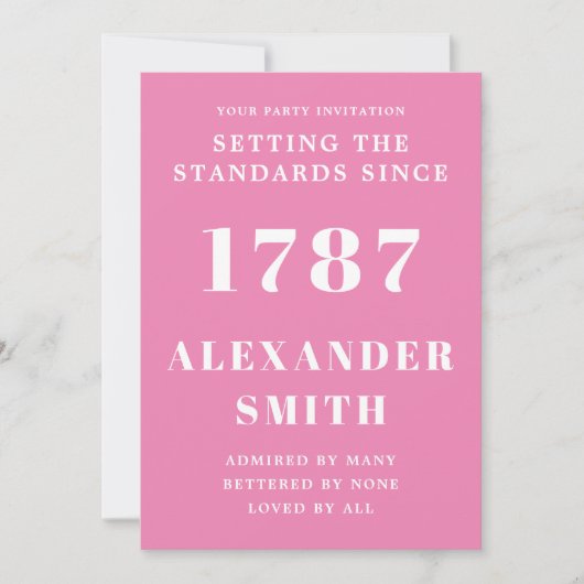 Birthday uitnodiging roze en wit (Voorkant)