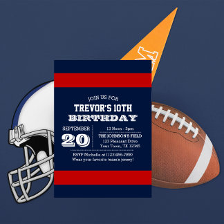 Birthday-uitnodiging van Navy Blue en Red Team Kaart