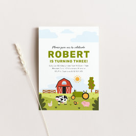 Birthday-uitnodiging voor boerderijdieren kaart