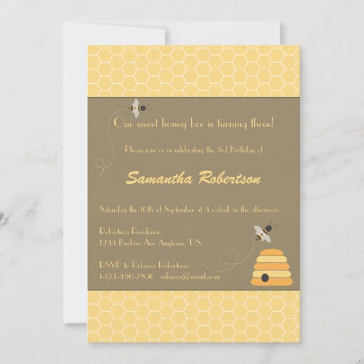 Birthday-uitnodiging voor Buzzing Bees Kaart (Voorkant)