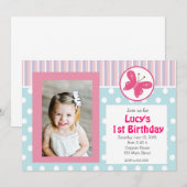 Birthday - uitnodiging voor een roze meisje (Voorkant / Achterkant)