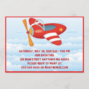 Birthday-uitnodiging voor het rode vliegtuig kaart