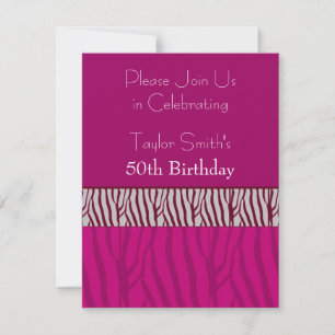 Birthday - uitnodiging voor Hot Pink Zebra Pattern