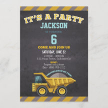 Birthday-uitnodiging voor kinderen (bouw)