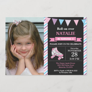 Birthday-uitnodiging voor rolschaatsen kaart