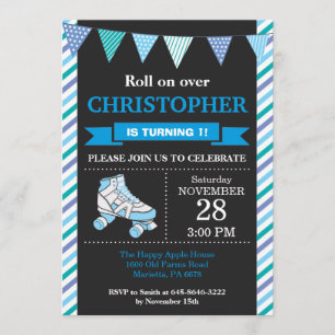 Birthday-uitnodiging voor rolschaatsen kaart